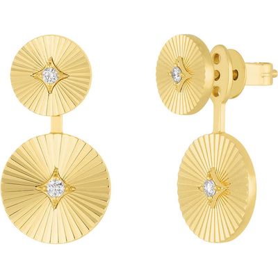 EF Collection 14K Gold Fluted Diamond Disc Drop Earrings in 14K Yellow Gold 