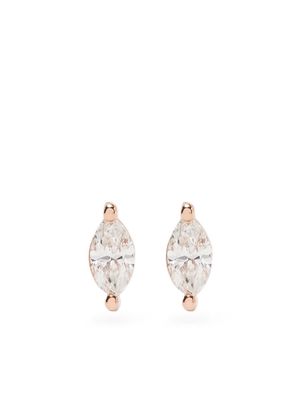Ef Collection 14kt rose gold marquise diamond stud earrings - Pink