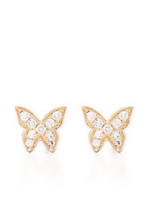 Ef Collection 14kt yellow gold Baby Butterfly diamond earrings