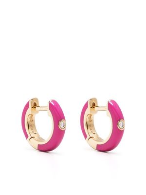 Ef Collection 14kt yellow gold Berry enamel and diamond huggie earrings