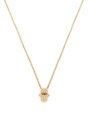 Ef Collection 14kt yellow gold Hamsa sapphire and diamond necklace