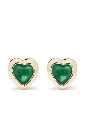 Ef Collection 14kt yellow gold Heart emerald stud earrings