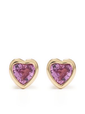Ef Collection 14kt yellow gold Heart sapphire stud earrings