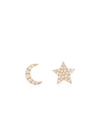 Ef Collection 14kt yellow gold Star and Moon diamond stud earrings