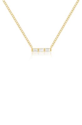 EF Collection Baguette Diamond Bar Pendant Necklace in 14K Yellow Gold