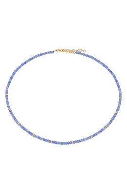 EF Collection Birthstone Beaded Necklace in Yellow Gold /Tanzanite