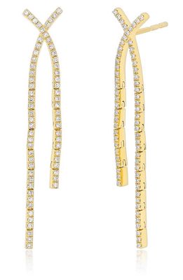 EF Collection Crisscross Diamond Drop Earrings in Yellow Gold