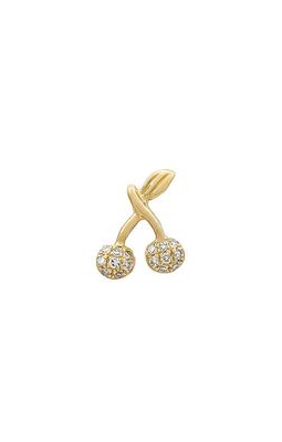 EF COLLECTION Diamond Cherry Stud Earring in Metallic Gold.