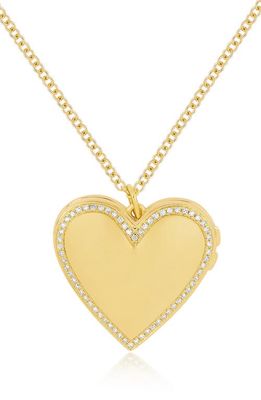 EF Collection Diamond Heart Locket Necklace in 14K Yellow Gold