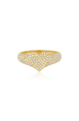 EF Collection Diamond Heart Signet Ring in 14K Yellow Gold