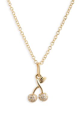 EF Collection Diamond Mini Cherry Pendant Necklace in 14K Yellow Gold
