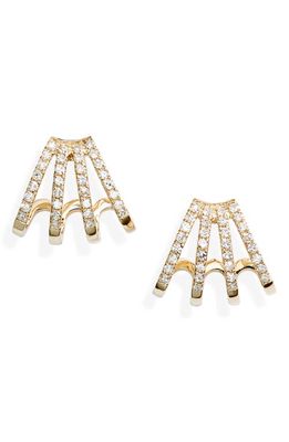 EF Collection Diamond Multirow Huggie Earrings in Yelllow Gold
