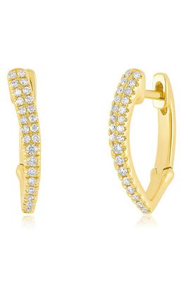 EF Collection Diamond Pavé Huggie Earrings in 14K Yellow Gold