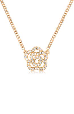 EF Collection Diamond Rose Pendant Necklace in 14K Rose Gold