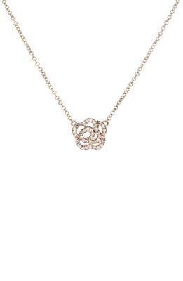 EF Collection Diamond Rose Pendant Necklace in 14K Yellow Gold