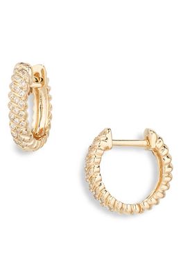 EF Collection Diamond Twist Huggie Hoop Earrings in Yellow Gold