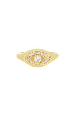 EF Collection Evil Eye Diamond Signet Ring in 14K Yellow Gold 