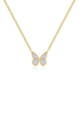 EF Collection Flutter Diamond Butterfly Pendant Necklace in 14K Yellow Gold