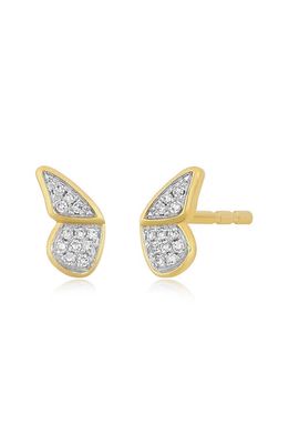 EF Collection Flutter Diamond Butterfly Stud Earrings in 14K Yellow Gold