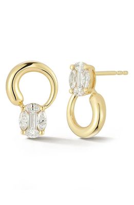 EF Collection Iris Mixed Diamond Illusion Stud Earrings in 14K Yellow Gold 