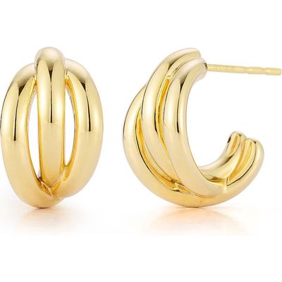 EF Collection Knot Huggie Hoop Earrings in 14K Yellow Gold 