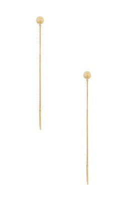 EF COLLECTION Threader Stud Earrings in Metallic Gold.