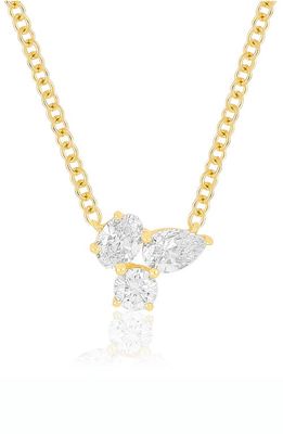 EF Collection Triple Diamond Cluster Pendant Necklace in 14K Yellow Gold 