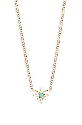 EF Collection Turquoise Starburst Necklace in 14K Yellow Gold
