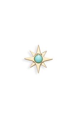 EF Collection Turquoise Starburst Single Stud Earring in 14K Yellow Gold
