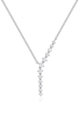 EF Collection Waterfall Prong Set Diamond Y-Necklace in 14K White Gold