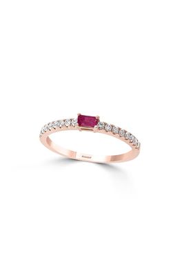 EFFY 14-Karat Rose Gold Ruby & Diamond Ring in Red
