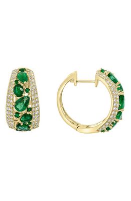EFFY 14K Gold Emerald & Diamond Hoop Earrings - 0.75 ctw. in Green
