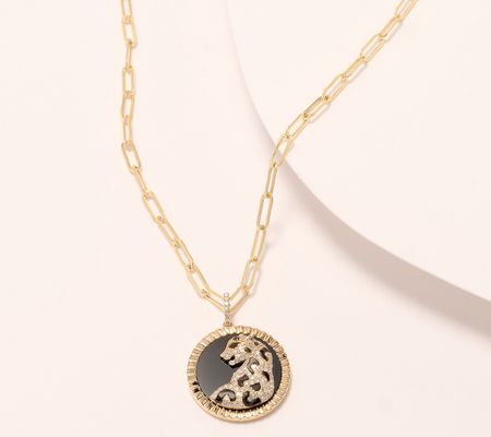 Effy Black Onyx Panther Pendant Necklace, 14k Gold