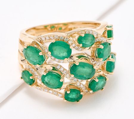 Effy Brasilica Emerald & Diamond Cocktail Ring, 14K Yellow Gold