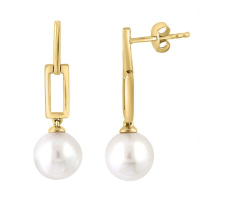 Effy Cultured Pearl Paperclip Dangle Earrings, 4K Gold