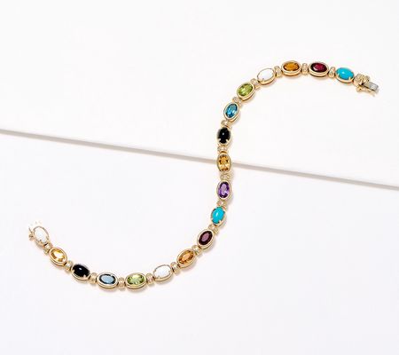 Effy Mosaic Multi-Gemstone & Diamond Bracelet, 14K Gold