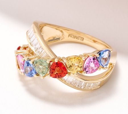 Effy Multi Sapphire & Diamond Band Ring, 14k Yellow Gold