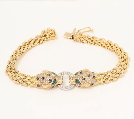 Effy Panther Diamond & Emerald Bracelet, 14K Gold