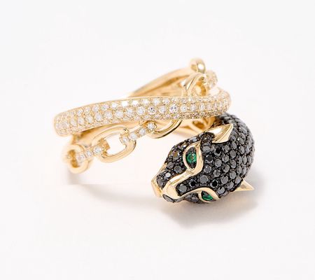 Effy Panther Diamond & Emerald Wrap Ring, 14K Yellow Gold