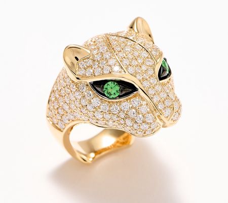 Effy Panther Diamond & Tsavorite Ring, 14K Yellow Gold