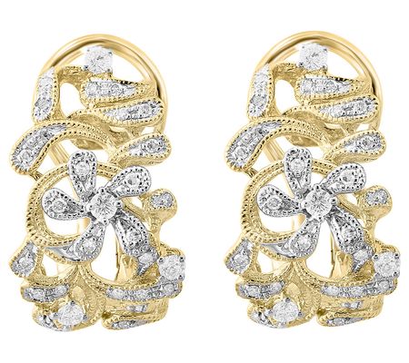Effy Two-Tone Diamond Floral Earrings, 14K Gold