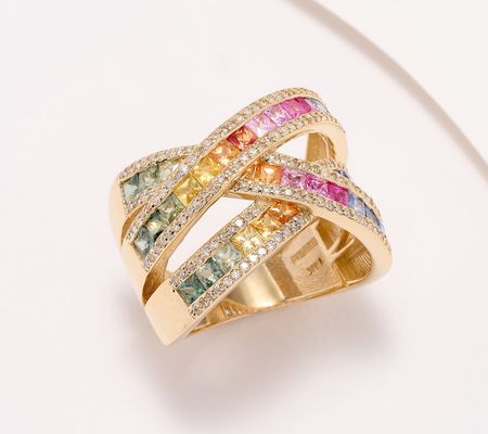 Effy Watercolors 14K Multi-Sapphire Gem & Diamond Ring