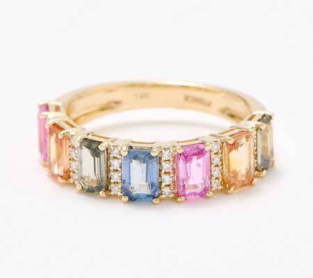 Effy Watercolors 7-Stone Sapphire & Diamond Ring, 14K