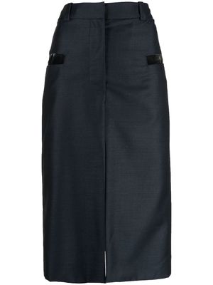 EFTYCHIA high-waist wool-mohair skirt - Blue