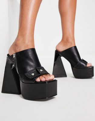 EGO Axel platform mules with buckle detail in black