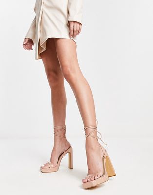 Ego Total Flirt clear strap heel sandals in beige-Neutral