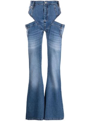 EGONlab. cut out-detail cotton jeans - Blue