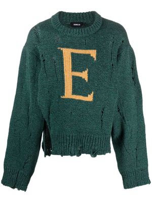 EGONlab. distressed-effect wool jumper - Green