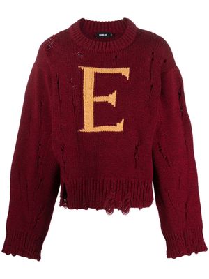 EGONlab. distressed-effect wool jumper - Red