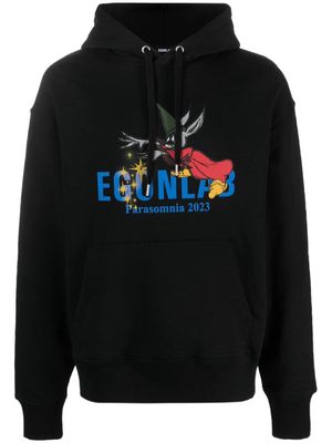EGONlab. Fantasia graphic-print cotton hoodie - Black